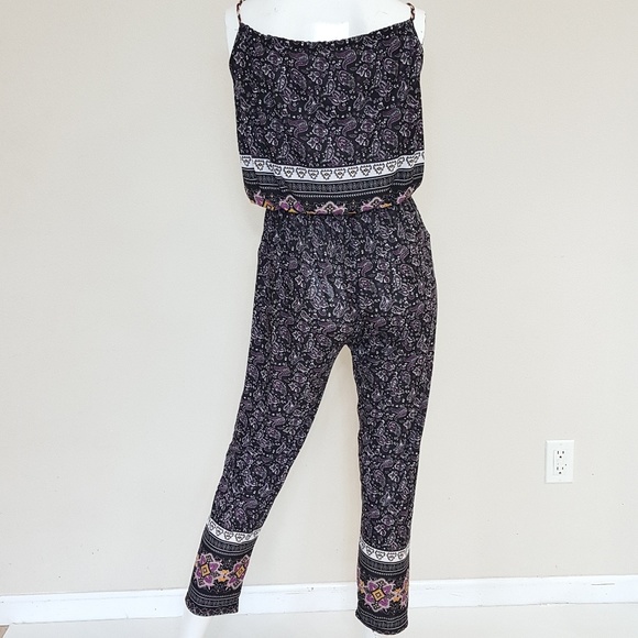 Jumpsuit Sleeveless Cinched Waist Size S/M Paisley - Picture 2 of 8